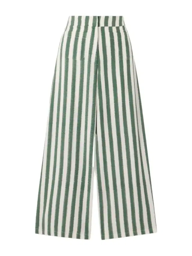 Adele Ikat Striped Cotton Wide-leg Pants