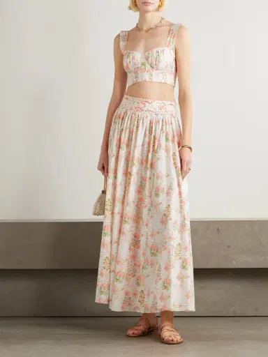 Emporio Sirenuse Ombretta Pleated Floral-print Cotton-poplin Midi Skirt | Thumbnail 2 Emporio Sirenuse Ombretta Pleated Floral-print Cotton-poplin Midi Skirt | Thumbnail 2