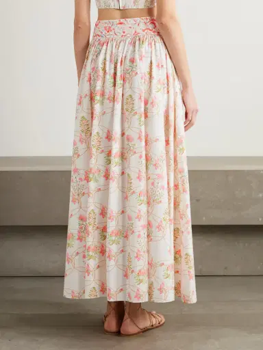 Emporio Sirenuse Ombretta Pleated Floral-print Cotton-poplin Midi Skirt | Thumbnail 3 Emporio Sirenuse Ombretta Pleated Floral-print Cotton-poplin Midi Skirt | Thumbnail 3