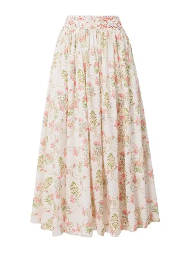 Emporio Sirenuse Ombretta Pleated Floral-print Cotton-poplin Midi Skirt | Thumbnail 1 Emporio Sirenuse Ombretta Pleated Floral-print Cotton-poplin Midi Skirt | Thumbnail 1