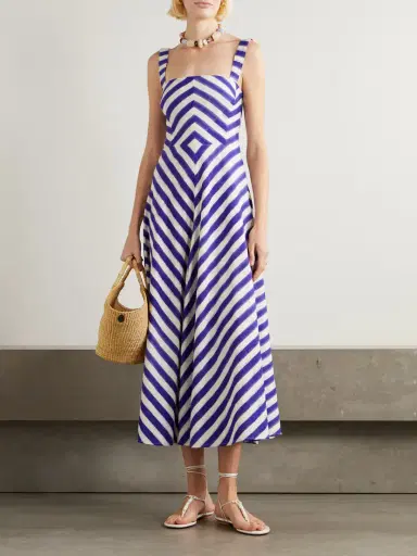 Emporio Sirenuse Margherita Ikat Striped Cotton Midi Dress | Thumbnail 2 Emporio Sirenuse Margherita Ikat Striped Cotton Midi Dress | Thumbnail 2