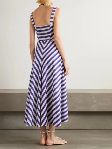Emporio Sirenuse Margherita Ikat Striped Cotton Midi Dress | Thumbnail 3 Emporio Sirenuse Margherita Ikat Striped Cotton Midi Dress | Thumbnail 3