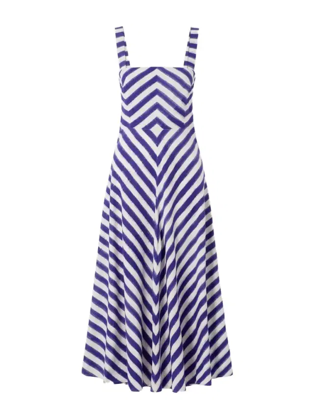 Margherita Ikat Striped Cotton Midi Dress