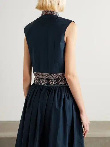 Emporio Sirenuse Andorra Iris Cropped Embroidered Cotton-blend Poplin Top | Thumbnail 3