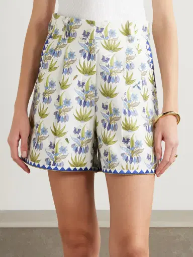 Emporio Sirenuse Beatrice Celestine Pleated Floral-print Linen And Cotton-blend Shorts | Thumbnail 3 Emporio Sirenuse Beatrice Celestine Pleated Floral-print Linen And Cotton-blend Shorts | Thumbnail 3
