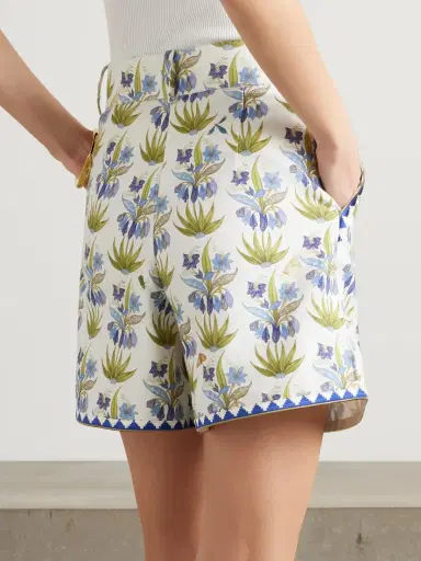 Emporio Sirenuse Beatrice Celestine Pleated Floral-print Linen And Cotton-blend Shorts | Thumbnail 4 Emporio Sirenuse Beatrice Celestine Pleated Floral-print Linen And Cotton-blend Shorts | Thumbnail 4