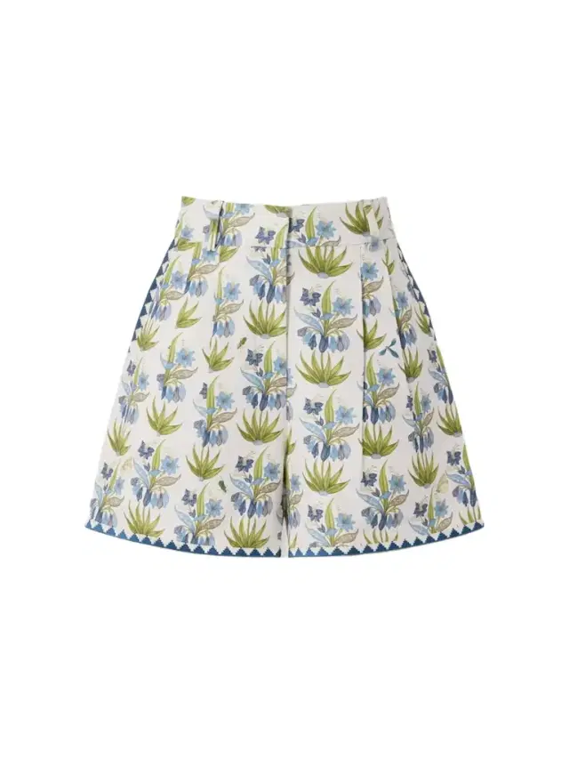 Beatrice Celestine Pleated Floral-print Linen And Cotton-blend Shorts