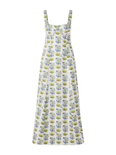 Emporio Sirenuse Azzurra Celestine Open-back Floral-print Linen And Cotton-blend Midi Dress | Thumbnail 1
