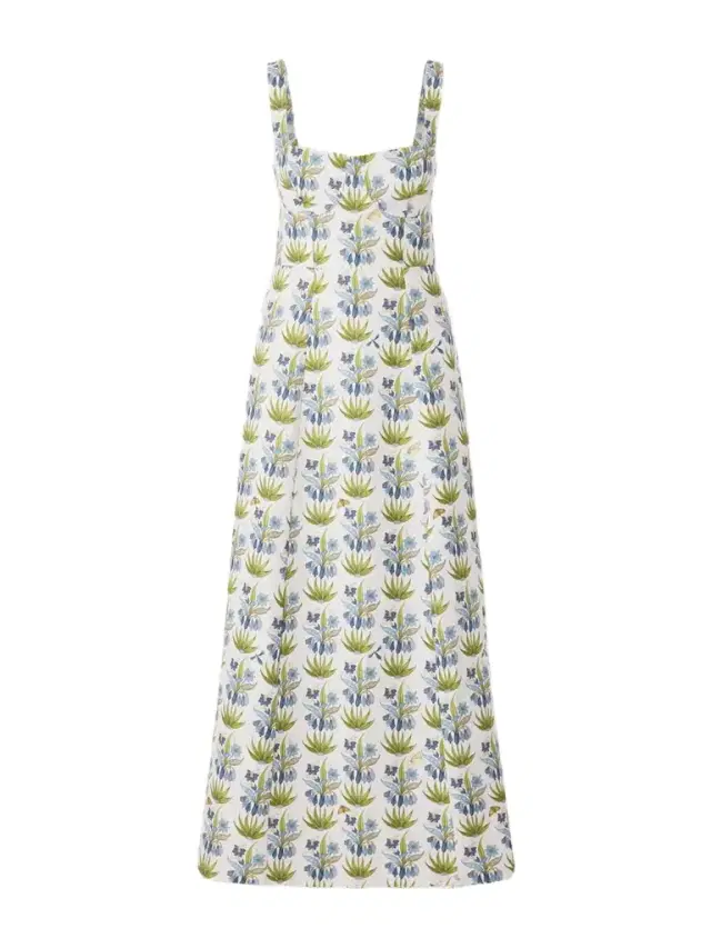 Azzurra Celestine Open-back Floral-print Linen And Cotton-blend Midi Dress