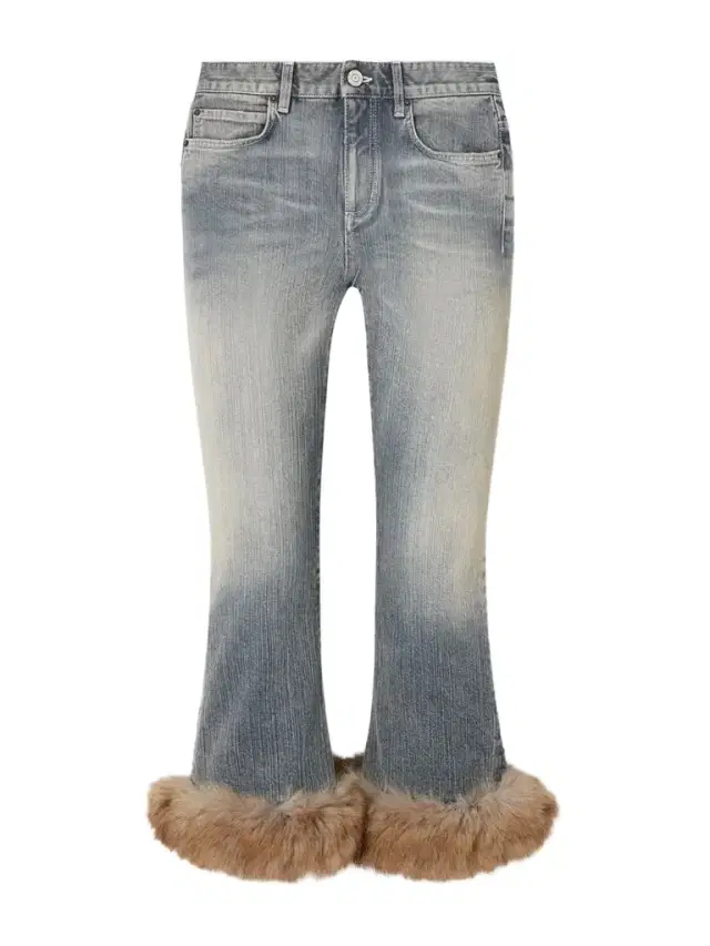 Cropped Plush-trimmed Low-rise Flared Jeans