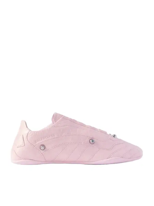 City Studded Crinkled-leather Sneakers