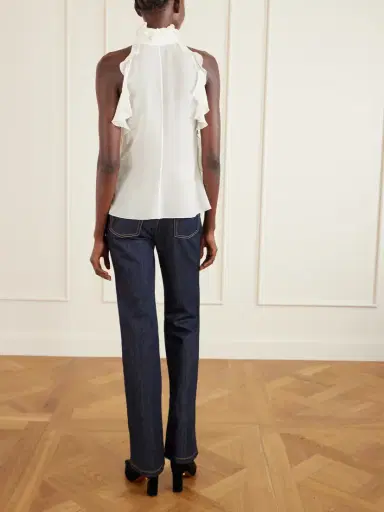 McQueen Ruffled Cutout Silk-georgette Top | Thumbnail 4
