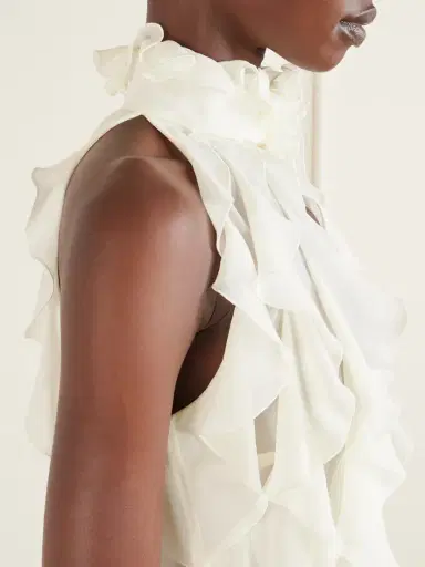 McQueen Ruffled Cutout Silk-georgette Top | Thumbnail 5