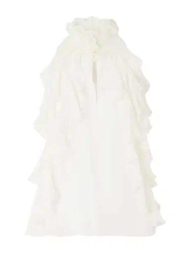 McQueen Ruffled Cutout Silk-georgette Top | Thumbnail 1