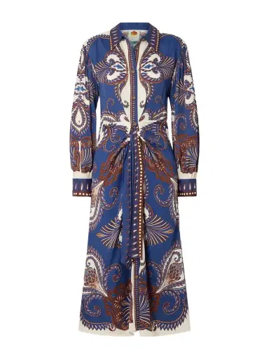 Farm Rio Arabesque Belted Printed Lenzing™ Ecovero™ Midi Shirt Dress | Thumbnail 1 Farm Rio Arabesque Belted Printed Lenzing™ Ecovero™ Midi Shirt Dress | Thumbnail 1