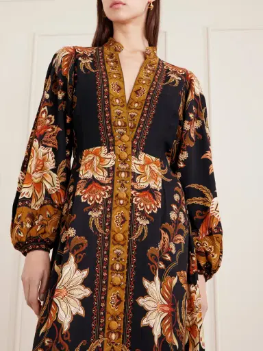 Farm Rio Majestic Garden Pleated Floral-print Twill Maxi Dress | Thumbnail 4
