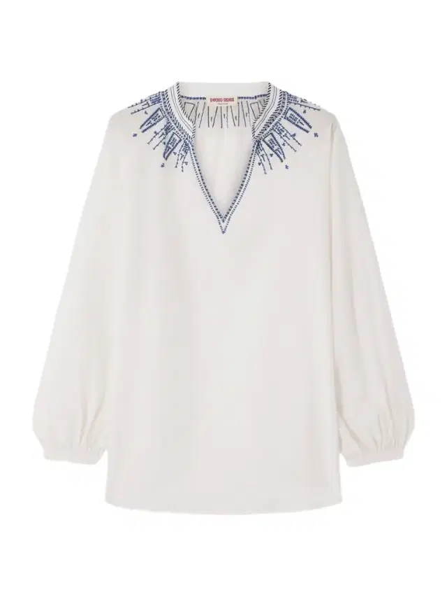 Ilizia Embroidered Bead-embellished Cotton And Silk-blend Blouse