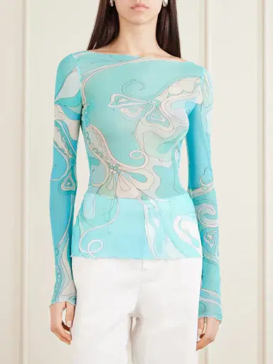 PUCCI Printed Stretch-tulle Top | Thumbnail 3 PUCCI Printed Stretch-tulle Top | Thumbnail 3