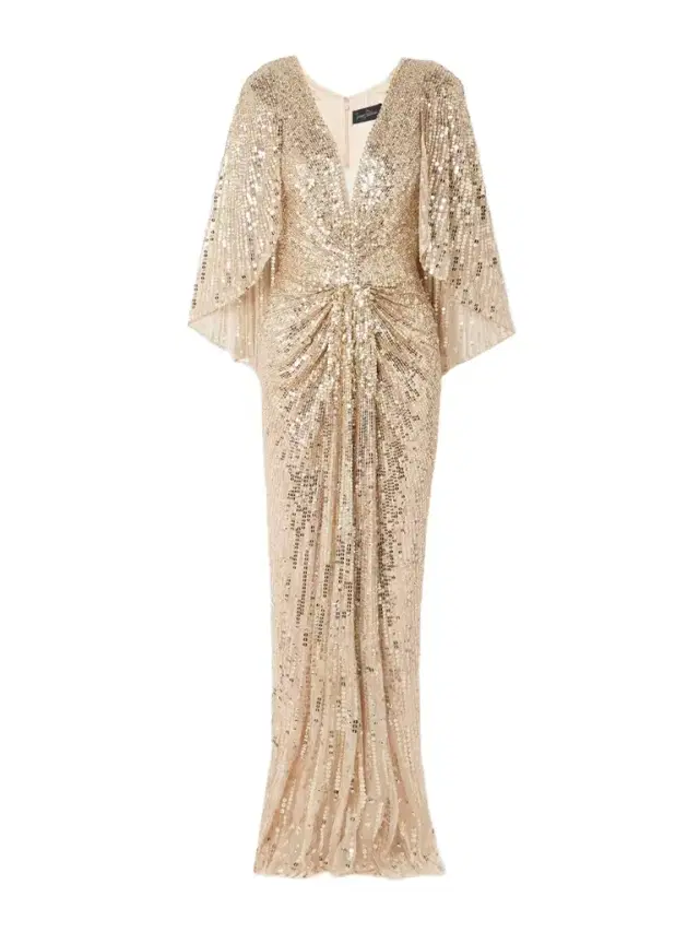 Carrie Cape-effect Draped Sequined Chiffon Gown