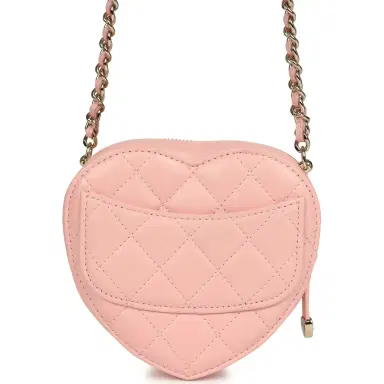 Chanel Chanel CC In Love Small Heart Bag with Chain Light Pink Lambskin Light Gold Hardware | Thumbnail 4 Chanel Chanel CC In Love Small Heart Bag with Chain Light Pink Lambskin Light Gold Hardware | Thumbnail 4