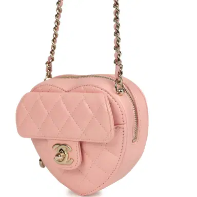 Chanel Chanel CC In Love Small Heart Bag with Chain Light Pink Lambskin Light Gold Hardware | Thumbnail 5 Chanel Chanel CC In Love Small Heart Bag with Chain Light Pink Lambskin Light Gold Hardware | Thumbnail 5