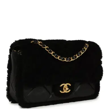 Chanel Chanel Medium Shearling Flap Bag Black Lambskin Brushed Gold Hardware | Thumbnail 2 Chanel Chanel Medium Shearling Flap Bag Black Lambskin Brushed Gold Hardware | Thumbnail 2