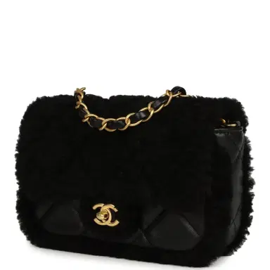 Chanel Chanel Mini Shearling Flap Bag Black Lambskin Brushed Gold Hardware | Thumbnail 3 Chanel Chanel Mini Shearling Flap Bag Black Lambskin Brushed Gold Hardware | Thumbnail 3