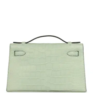 HERMÈS Hermes Kelly Pochette Vert D'Eau Matte Alligator Gold Hardware | Thumbnail 4 HERMÈS Hermes Kelly Pochette Vert D'Eau Matte Alligator Gold Hardware | Thumbnail 4