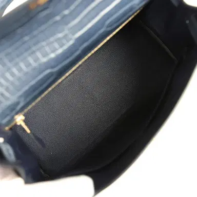 HERMÈS Hermes Kelly Retourne 28 Bleu Nuit Satin Matte Porosus Crocodile Gold Hardware | Thumbnail 8