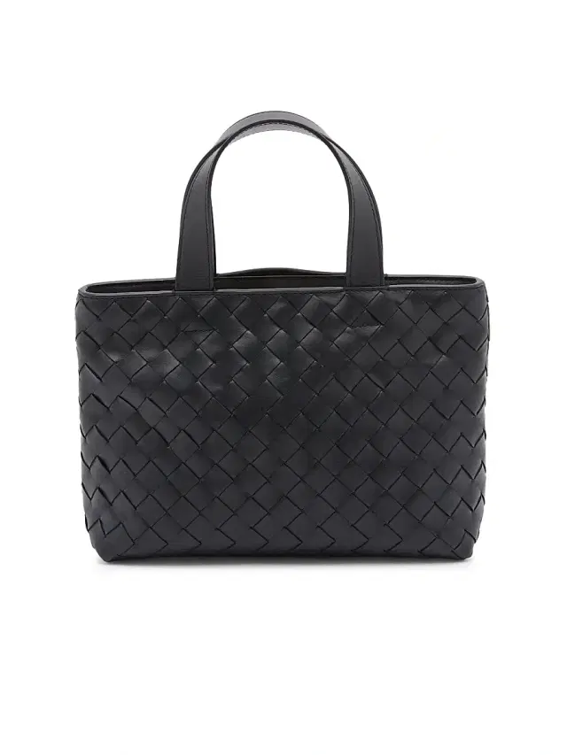 Bottega Veneta Men's Mini Intrecciato Leather Zip Tote Bag - Midnight