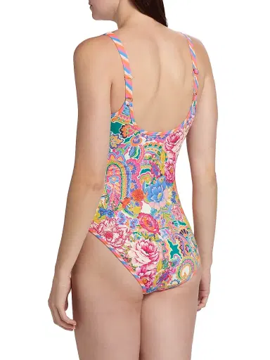 Johnny Was Women's Crispire Print Zip Tank One-Piece Swimsuit - Crispire - Size Large | Thumbnail 4