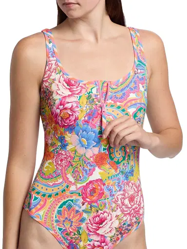 Johnny Was Women's Crispire Print Zip Tank One-Piece Swimsuit - Crispire - Size Large | Thumbnail 5