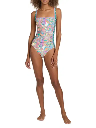 Johnny Was Women's Marilyn Cristata Print Ruched One-Piece Swimsuit - Cristata - Size XS | Thumbnail 2 Johnny Was Women's Marilyn Cristata Print Ruched One-Piece Swimsuit - Cristata - Size XS | Thumbnail 2