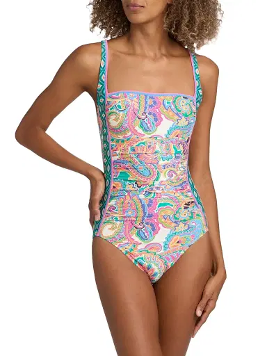 Johnny Was Women's Marilyn Cristata Print Ruched One-Piece Swimsuit - Cristata - Size XS | Thumbnail 3 Johnny Was Women's Marilyn Cristata Print Ruched One-Piece Swimsuit - Cristata - Size XS | Thumbnail 3