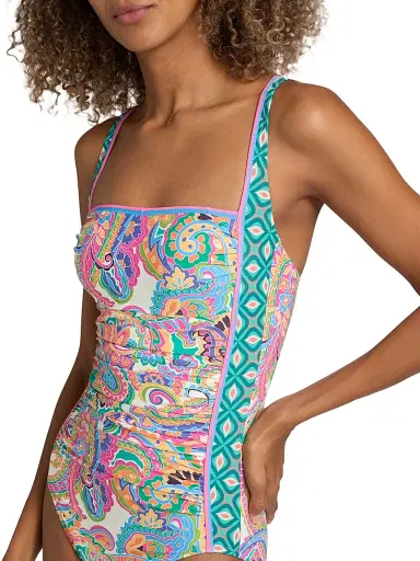 Johnny Was Women's Marilyn Cristata Print Ruched One-Piece Swimsuit - Cristata - Size XS | Thumbnail 5 Johnny Was Women's Marilyn Cristata Print Ruched One-Piece Swimsuit - Cristata - Size XS | Thumbnail 5