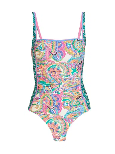 Johnny Was Women's Marilyn Cristata Print Ruched One-Piece Swimsuit - Cristata - Size XS | Thumbnail 1 Johnny Was Women's Marilyn Cristata Print Ruched One-Piece Swimsuit - Cristata - Size XS | Thumbnail 1