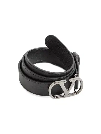 Valentino Garavani Men's VLogo Signature Belt in Shiny Calfskin 30MM - Black - Size 34 | Thumbnail 2