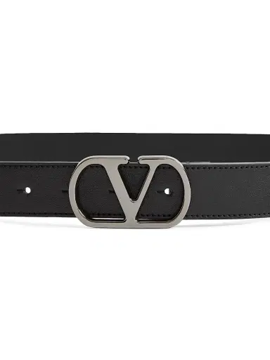 Valentino Garavani Men's VLogo Signature Belt in Shiny Calfskin 30MM - Black - Size 34 | Thumbnail 3