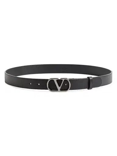 Valentino Garavani Men's VLogo Signature Belt in Shiny Calfskin 30MM - Black - Size 34 | Thumbnail 1