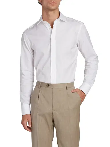 Etro Men's Roma Tonal Paisley Cotton Evening Shirt - Bianco Ottico - Size 17.5 | Thumbnail 3