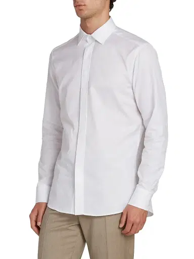 Etro Men's Roma Tonal Paisley Cotton Evening Shirt - Bianco Ottico - Size 17.5 | Thumbnail 4