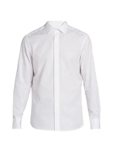 Etro Men's Roma Tonal Paisley Cotton Evening Shirt - Bianco Ottico - Size 17.5 | Thumbnail 1