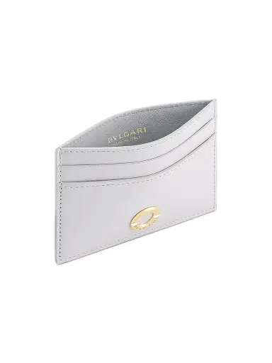 BVLGARI Women's Logo Leather Card Holder - Light Grey | Thumbnail 2 BVLGARI Women's Logo Leather Card Holder - Light Grey | Thumbnail 2