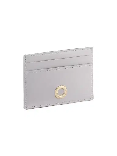 BVLGARI Women's Logo Leather Card Holder - Light Grey | Thumbnail 1 BVLGARI Women's Logo Leather Card Holder - Light Grey | Thumbnail 1