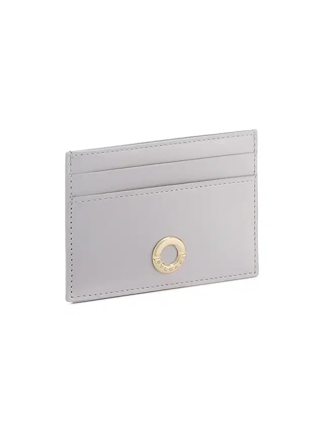 Women's Logo Leather Card Holder - Light Grey Women's Logo Leather Card Holder - Light Grey