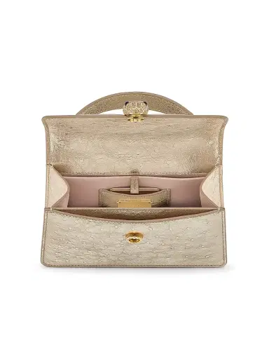 BVLGARI Women's Serpenti Metallic Ostrich Top Handle Bag - Light Gold | Thumbnail 2