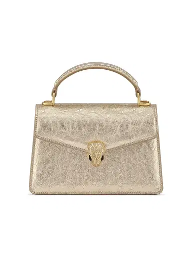 BVLGARI Women's Serpenti Metallic Ostrich Top Handle Bag - Light Gold | Thumbnail 1