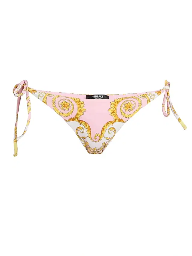 Women's Printed Tie Bikini Bottom - Pale Yellow Rose Quartz