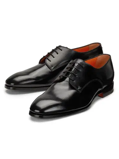 Santoni Men's Archer Leather Oxfords - Black - Size 13 | Thumbnail 2