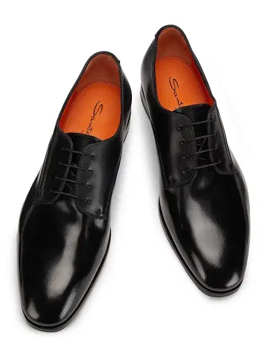 Santoni Men's Archer Leather Oxfords - Black - Size 13 | Thumbnail 4